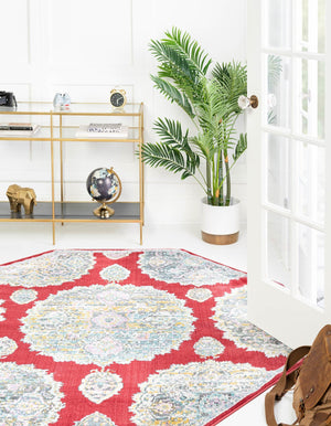 Red 8' 2 x 8' 2 Paragon Octagon Area Rug 100% Polypropylene Colorful Vivid Boho Style Modern Carpet for Unique Interiors for Sale at Rug Engine