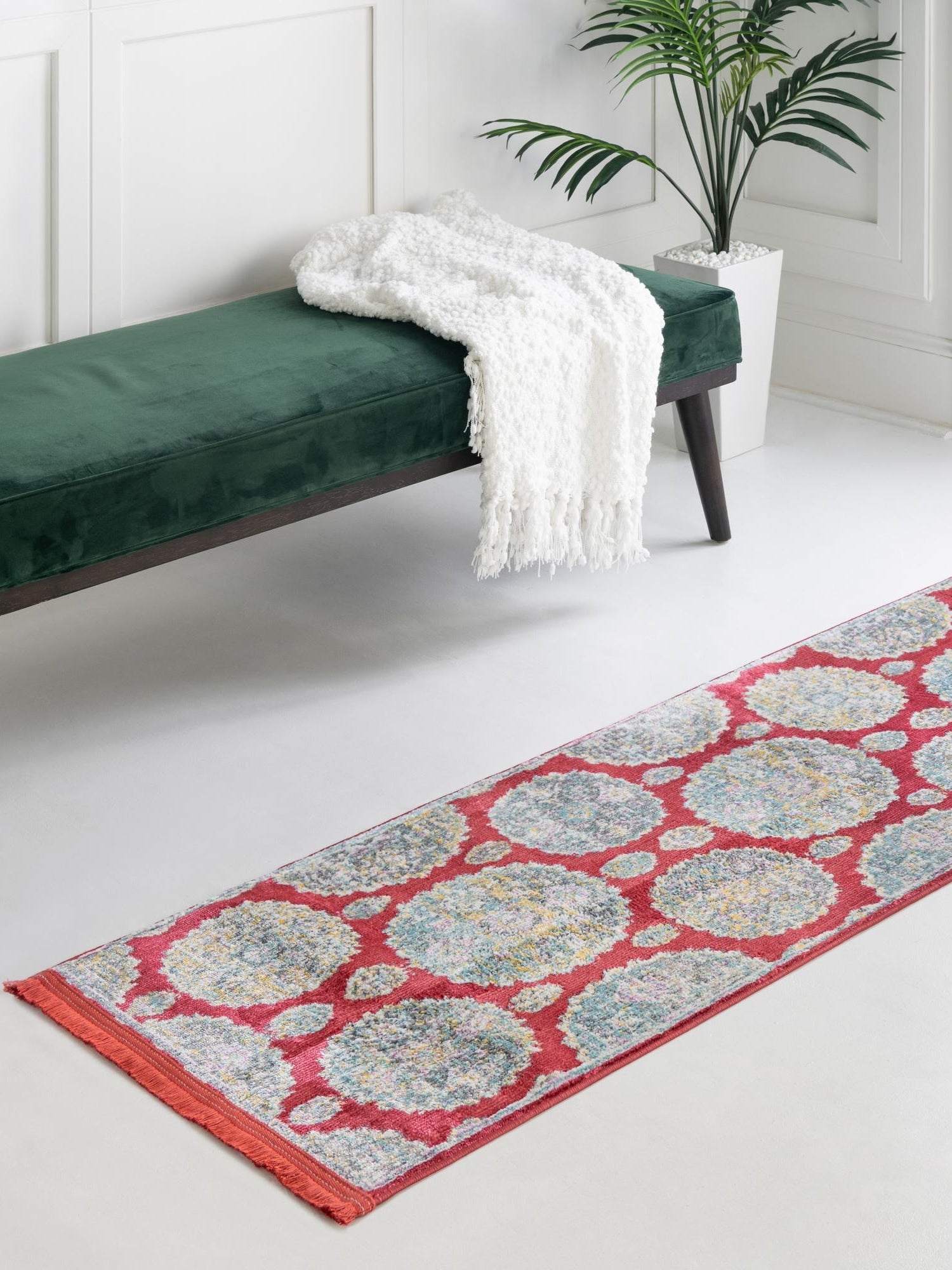 Red 2' 7 x 12' Paragon Runner Area Rug 100% Polypropylene Colorful Vivid Boho Style Modern Carpet for Unique Interiors for Sale at Rug Engine