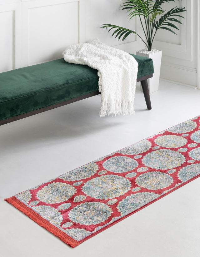 Red 2' 2 x 8' Paragon Runner Area Rug 100% Polypropylene Colorful Vivid Boho Style Modern Carpet for Unique Interiors for Sale at Rug Engine