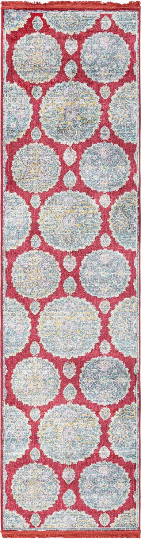 Red 2' 7 x 10' Paragon Runner Area Rug 100% Polypropylene Colorful Vivid Boho Style Modern Carpet for Unique Interiors for Sale at Rug Engine