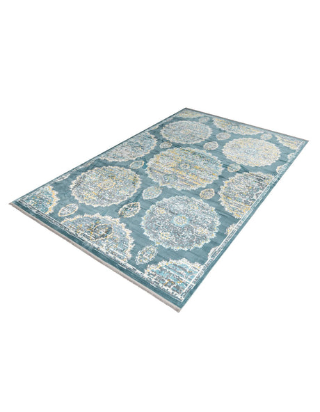 Gray and Blue 10' x 14' Paragon Rectangle Area Rug 100% Polypropylene Colorful Vivid Boho Style Modern Carpet for Unique Interiors for Sale at Rug Engine