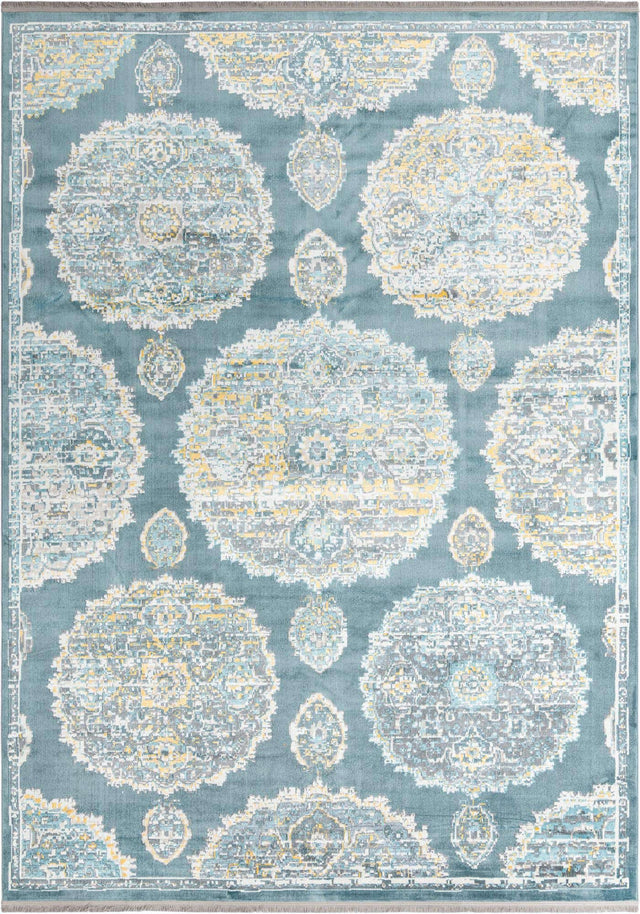 Gray and Blue 9' x 12' Paragon Rectangle Area Rug 100% Polypropylene Colorful Vivid Boho Style Modern Carpet for Unique Interiors for Sale at Rug Engine