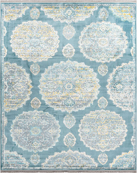 Gray and Blue 8' 2 x 10' Paragon Rectangle Area Rug 100% Polypropylene Colorful Vivid Boho Style Modern Carpet for Unique Interiors for Sale at Rug Engine