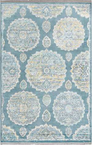 Gray and Blue 6' x 9' Paragon Rectangle Area Rug 100% Polypropylene Colorful Vivid Boho Style Modern Carpet for Unique Interiors for Sale at Rug Engine