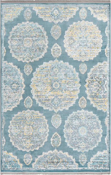 Gray and Blue 6' x 9' Paragon Rectangle Area Rug 100% Polypropylene Colorful Vivid Boho Style Modern Carpet for Unique Interiors for Sale at Rug Engine