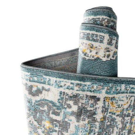 Gray and Blue 5' 5 x 8' Paragon Rectangle Area Rug 100% Polypropylene Colorful Vivid Boho Style Modern Carpet for Unique Interiors for Sale at Rug Engine