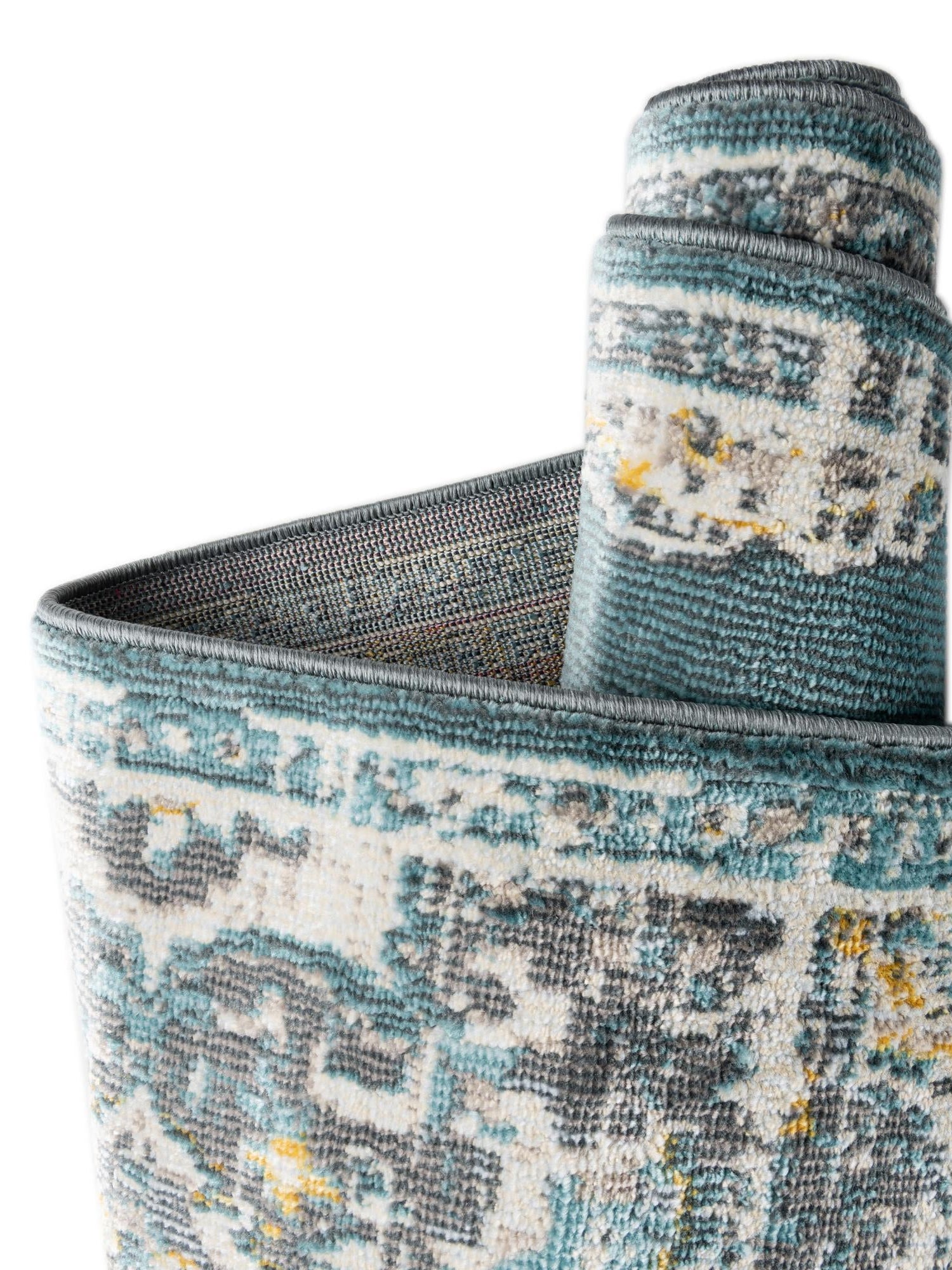 Gray and Blue 4' 3 x 6' Paragon Rectangle Area Rug 100% Polypropylene Colorful Vivid Boho Style Modern Carpet for Unique Interiors for Sale at Rug Engine