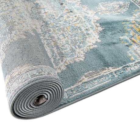 Gray and Blue 5' 5 x 8' Paragon Rectangle Area Rug 100% Polypropylene Colorful Vivid Boho Style Modern Carpet for Unique Interiors for Sale at Rug Engine