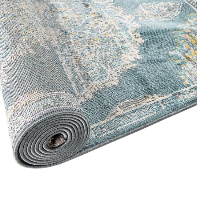 Gray and Blue 4' 3 x 6' Paragon Rectangle Area Rug 100% Polypropylene Colorful Vivid Boho Style Modern Carpet for Unique Interiors for Sale at Rug Engine
