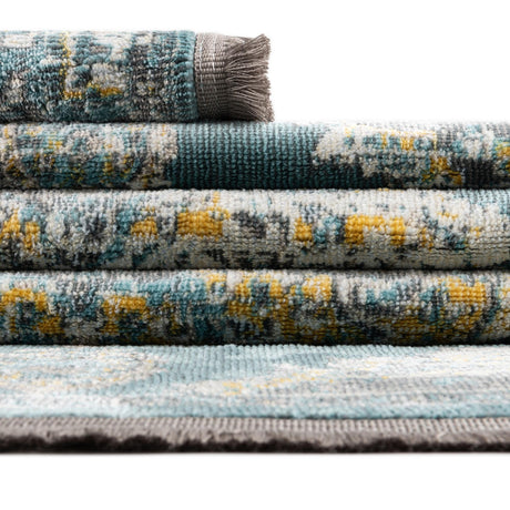 Gray and Blue 4' 3 x 6' Paragon Rectangle Area Rug 100% Polypropylene Colorful Vivid Boho Style Modern Carpet for Unique Interiors for Sale at Rug Engine