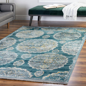 Gray and Blue 9' x 12' Paragon Rectangle Area Rug 100% Polypropylene Colorful Vivid Boho Style Modern Carpet for Unique Interiors for Sale at Rug Engine