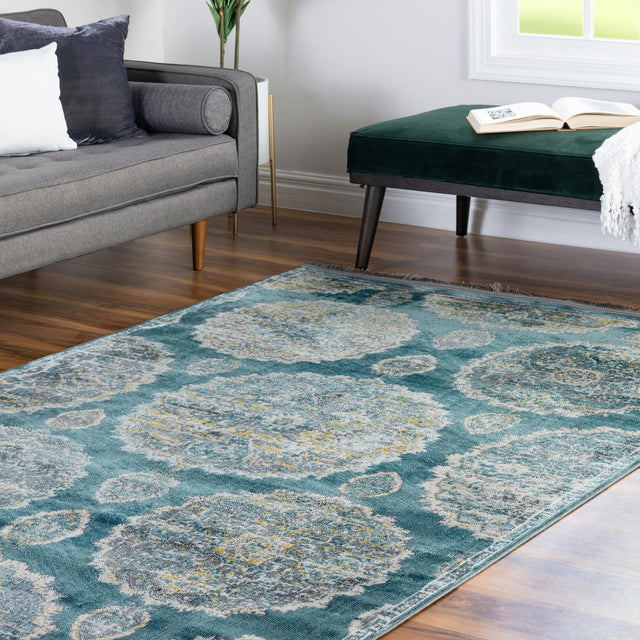 Gray and Blue 8' 2 x 10' Paragon Rectangle Area Rug 100% Polypropylene Colorful Vivid Boho Style Modern Carpet for Unique Interiors for Sale at Rug Engine