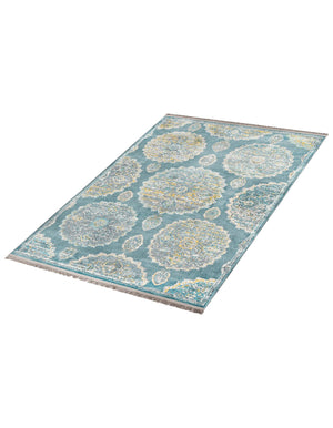 Gray and Blue 4' 3 x 6' Paragon Rectangle Area Rug 100% Polypropylene Colorful Vivid Boho Style Modern Carpet for Unique Interiors for Sale at Rug Engine