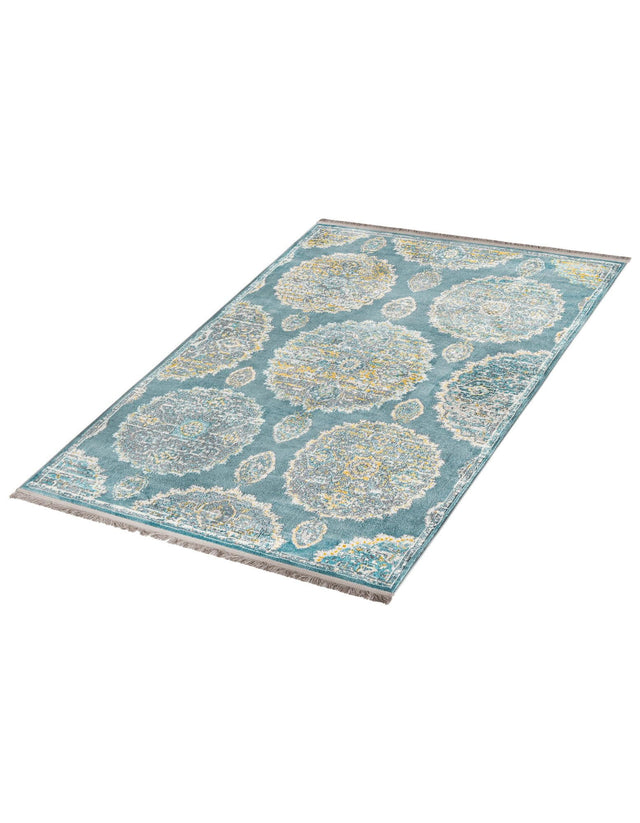 Gray and Blue 4' 3 x 6' Paragon Rectangle Area Rug 100% Polypropylene Colorful Vivid Boho Style Modern Carpet for Unique Interiors for Sale at Rug Engine