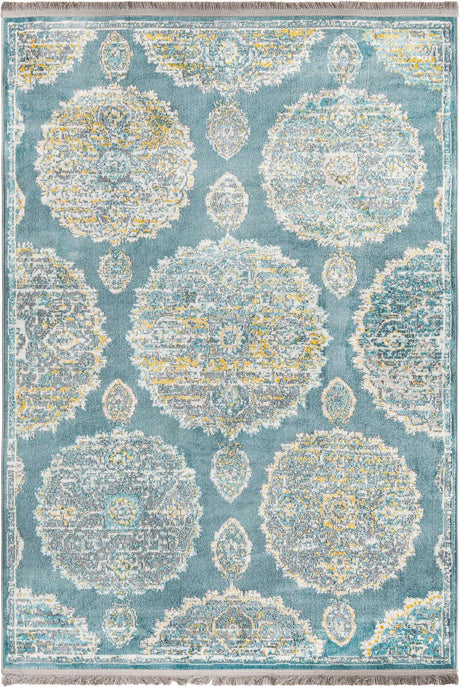 Gray and Blue 4' 3 x 6' Paragon Rectangle Area Rug 100% Polypropylene Colorful Vivid Boho Style Modern Carpet for Unique Interiors for Sale at Rug Engine
