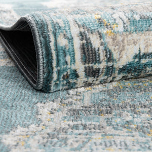 Gray and Blue 8' 2 x 8' 2 Paragon Round Area Rug 100% Polypropylene Colorful Vivid Boho Style Modern Carpet for Unique Interiors for Sale at Rug Engine
