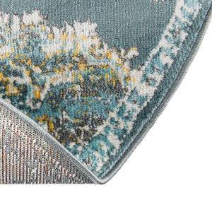 Gray and Blue 3' 3 x 3' 3 Paragon Round Area Rug 100% Polypropylene Colorful Vivid Boho Style Modern Carpet for Unique Interiors for Sale at Rug Engine