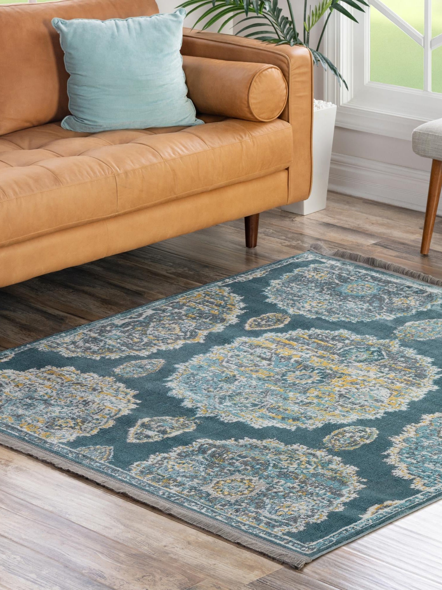 Gray and Blue 8' 2 x 8' 2 Paragon Square Area Rug 100% Polypropylene Colorful Vivid Boho Style Modern Carpet for Unique Interiors for Sale at Rug Engine