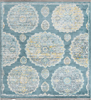 Gray and Blue 8' 2 x 8' 2 Paragon Square Area Rug 100% Polypropylene Colorful Vivid Boho Style Modern Carpet for Unique Interiors for Sale at Rug Engine