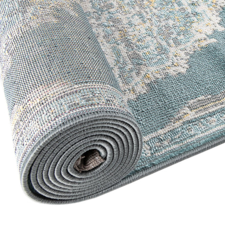 Gray and Blue 5' 5 x 8' Paragon Oval Area Rug 100% Polypropylene Colorful Vivid Boho Style Modern Carpet for Unique Interiors for Sale at Rug Engine