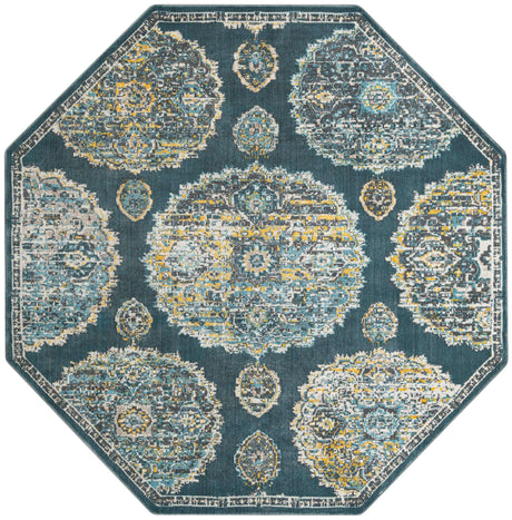 Gray and Blue 8' 2 x 8' 2 Paragon Octagon Area Rug 100% Polypropylene Colorful Vivid Boho Style Modern Carpet for Unique Interiors for Sale at Rug Engine