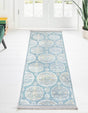 Gray and Blue 2' 2 x 8' Paragon Runner Area Rug 100% Polypropylene Colorful Vivid Boho Style Modern Carpet for Unique Interiors for Sale at Rug Engine