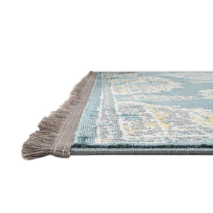 Gray and Blue 2' 7 x 12' Paragon Runner Area Rug 100% Polypropylene Colorful Vivid Boho Style Modern Carpet for Unique Interiors for Sale at Rug Engine