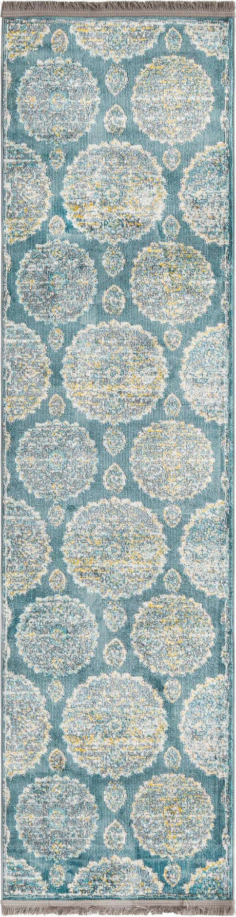 Gray and Blue 2' 2 x 8' Paragon Runner Area Rug 100% Polypropylene Colorful Vivid Boho Style Modern Carpet for Unique Interiors for Sale at Rug Engine