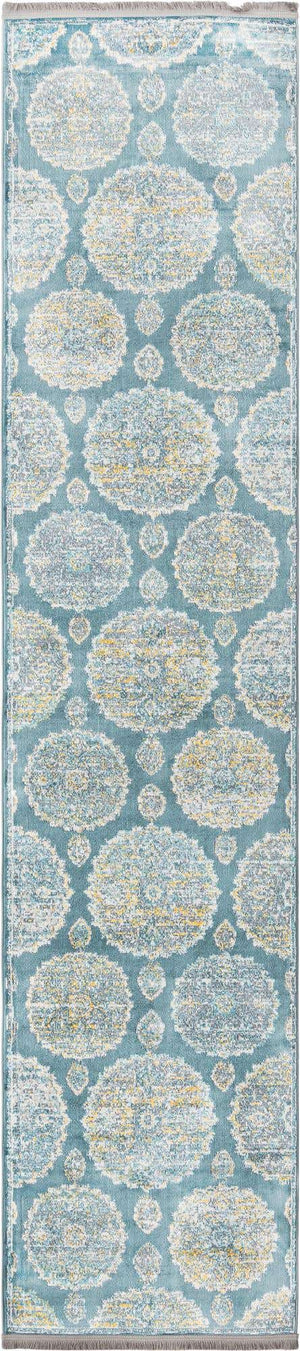 Gray and Blue 2' 7 x 12' Paragon Runner Area Rug 100% Polypropylene Colorful Vivid Boho Style Modern Carpet for Unique Interiors for Sale at Rug Engine