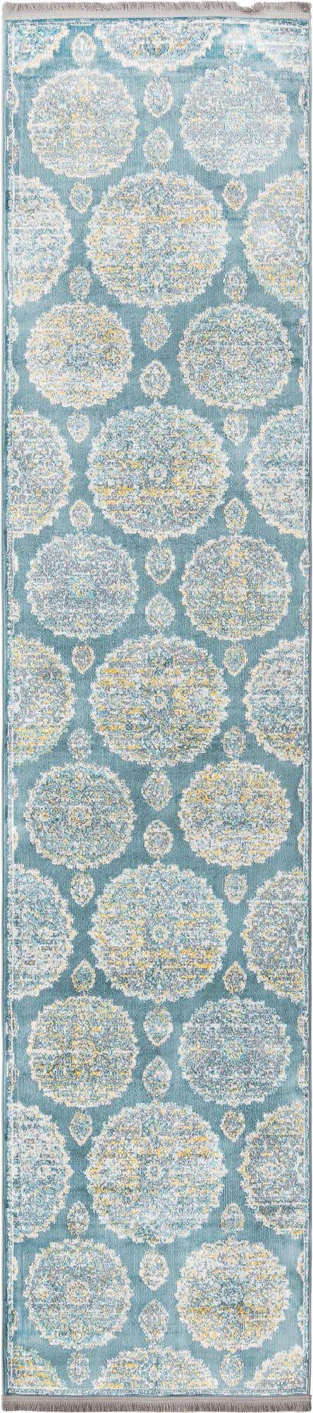 Gray and Blue 2' 7 x 12' Paragon Runner Area Rug 100% Polypropylene Colorful Vivid Boho Style Modern Carpet for Unique Interiors for Sale at Rug Engine