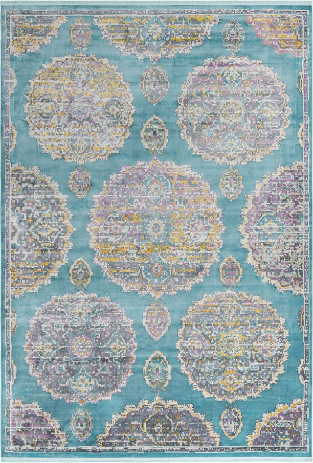 Blue 10' x 14' Paragon Rectangle Area Rug 100% Polypropylene Colorful Vivid Boho Style Modern Carpet for Unique Interiors for Sale at Rug Engine