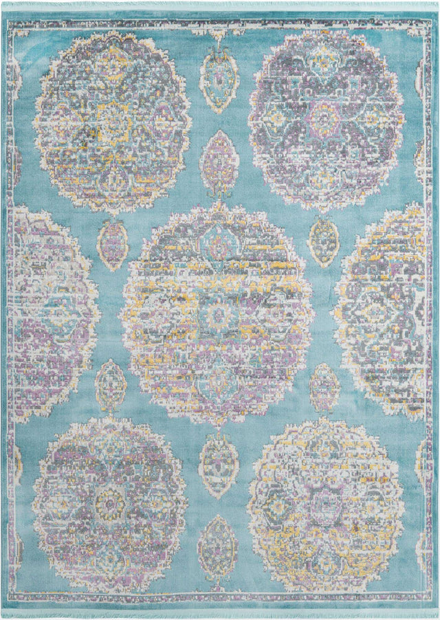 Blue 9' x 12' Paragon Rectangle Area Rug 100% Polypropylene Colorful Vivid Boho Style Modern Carpet for Unique Interiors for Sale at Rug Engine