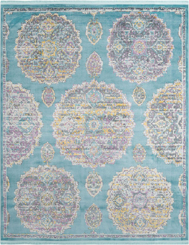 Blue 8' 2 x 10' Paragon Rectangle Area Rug 100% Polypropylene Colorful Vivid Boho Style Modern Carpet for Unique Interiors for Sale at Rug Engine