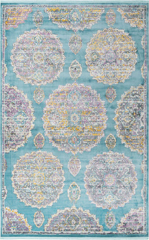 Blue 6' x 9' Paragon Rectangle Area Rug 100% Polypropylene Colorful Vivid Boho Style Modern Carpet for Unique Interiors for Sale at Rug Engine