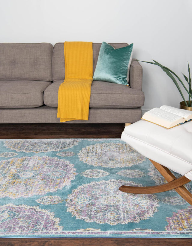 Blue 5' 5 x 8' Paragon Rectangle Area Rug 100% Polypropylene Colorful Vivid Boho Style Modern Carpet for Unique Interiors for Sale at Rug Engine