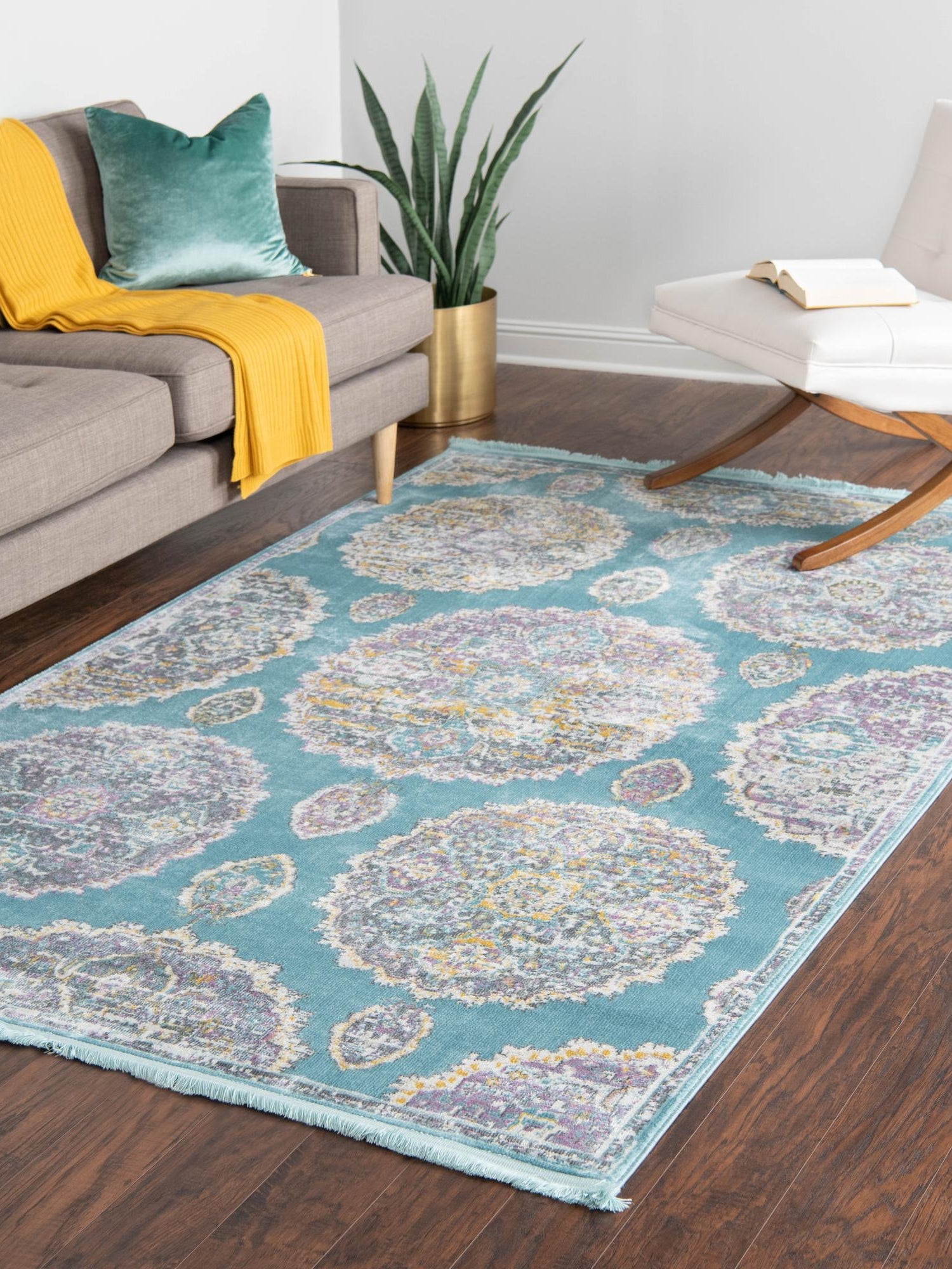 Blue 4' 3 x 6' Paragon Rectangle Area Rug 100% Polypropylene Colorful Vivid Boho Style Modern Carpet for Unique Interiors for Sale at Rug Engine