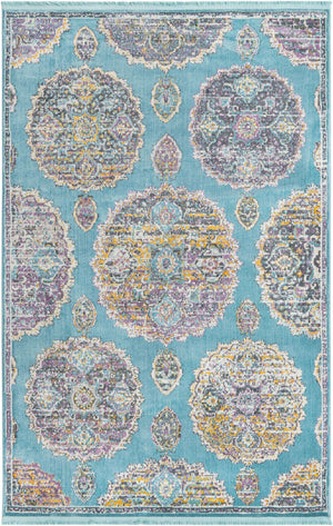 Blue 5' 5 x 8' Paragon Rectangle Area Rug 100% Polypropylene Colorful Vivid Boho Style Modern Carpet for Unique Interiors for Sale at Rug Engine