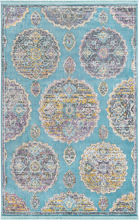 Blue 5' 5 x 8' Paragon Rectangle Area Rug 100% Polypropylene Colorful Vivid Boho Style Modern Carpet for Unique Interiors for Sale at Rug Engine