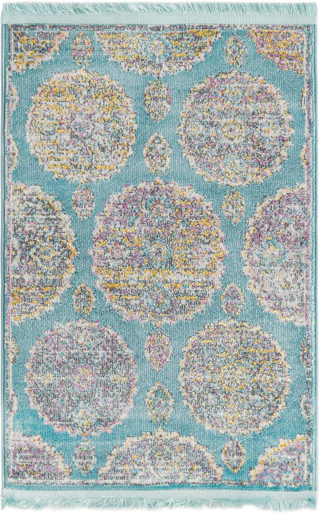 Blue 2' 2 x 3' Paragon Rectangle Area Rug 100% Polypropylene Colorful Vivid Boho Style Modern Carpet for Unique Interiors for Sale at Rug Engine