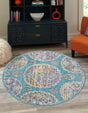 Blue 3' 3 x 3' 3 Paragon Round Area Rug 100% Polypropylene Colorful Vivid Boho Style Modern Carpet for Unique Interiors for Sale at Rug Engine