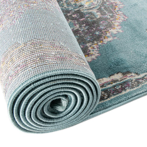 Blue 5' 5 x 5' 5 Paragon Round Area Rug 100% Polypropylene Colorful Vivid Boho Style Modern Carpet for Unique Interiors for Sale at Rug Engine