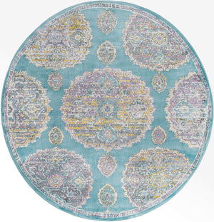 Blue 8' 2 x 8' 2 Paragon Round Area Rug 100% Polypropylene Colorful Vivid Boho Style Modern Carpet for Unique Interiors for Sale at Rug Engine
