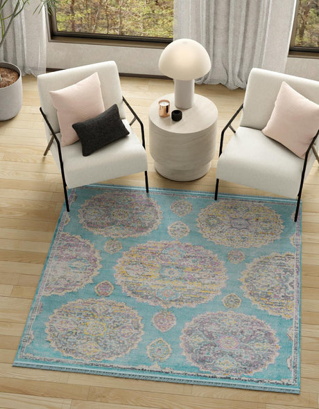 Blue 8' 2 x 8' 2 Paragon Square Area Rug 100% Polypropylene Colorful Vivid Boho Style Modern Carpet for Unique Interiors for Sale at Rug Engine
