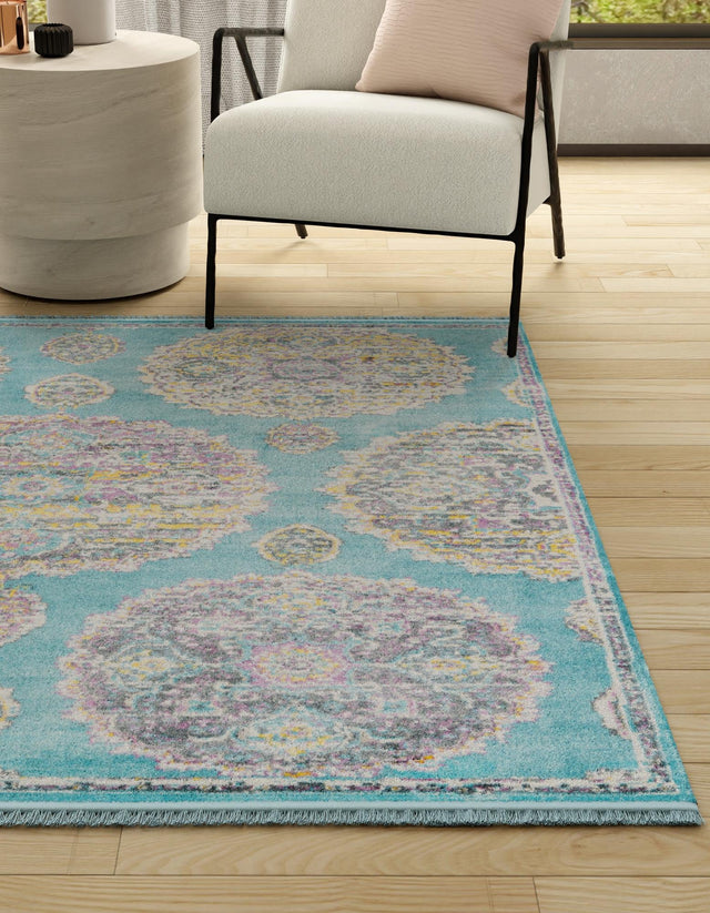 Blue 5' 5 x 5' 5 Paragon Square Area Rug 100% Polypropylene Colorful Vivid Boho Style Modern Carpet for Unique Interiors for Sale at Rug Engine