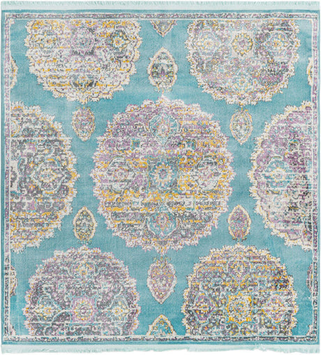 Blue 5' 5 x 5' 5 Paragon Square Area Rug 100% Polypropylene Colorful Vivid Boho Style Modern Carpet for Unique Interiors for Sale at Rug Engine