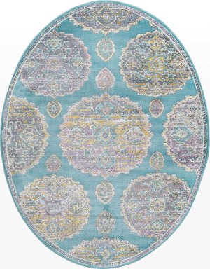 Blue 8' 2 x 10' Paragon Oval Area Rug 100% Polypropylene Colorful Vivid Boho Style Modern Carpet for Unique Interiors for Sale at Rug Engine