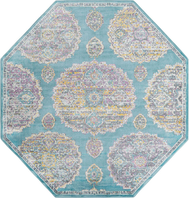Blue 8' 2 x 8' 2 Paragon Octagon Area Rug 100% Polypropylene Colorful Vivid Boho Style Modern Carpet for Unique Interiors for Sale at Rug Engine