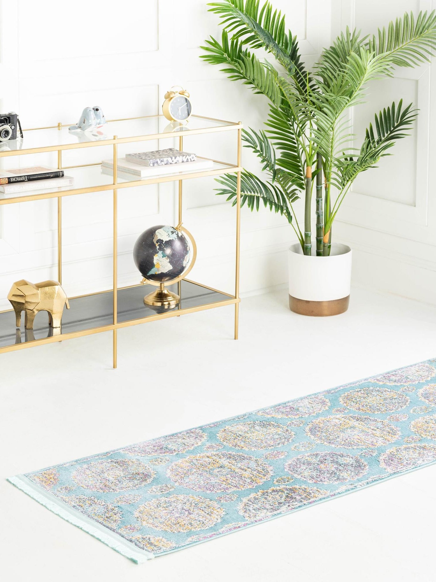 Blue 2' 7 x 10' Paragon Runner Area Rug 100% Polypropylene Colorful Vivid Boho Style Modern Carpet for Unique Interiors for Sale at Rug Engine