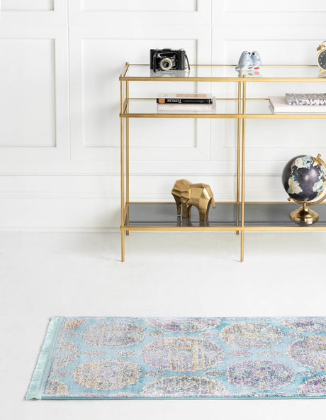 Blue 2' 7 x 10' Paragon Runner Area Rug 100% Polypropylene Colorful Vivid Boho Style Modern Carpet for Unique Interiors for Sale at Rug Engine