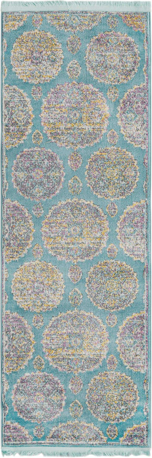 Blue 2' 2 x 6' Paragon Runner Area Rug 100% Polypropylene Colorful Vivid Boho Style Modern Carpet for Unique Interiors for Sale at Rug Engine